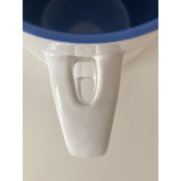 Pier 1 Imports Handpainted Stoneware Cup Mug White Blue Embossed Floral - Picture 6 of 9